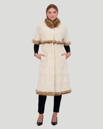 Gorski Mink Short Coat with Sable Trim, Short Sleeves