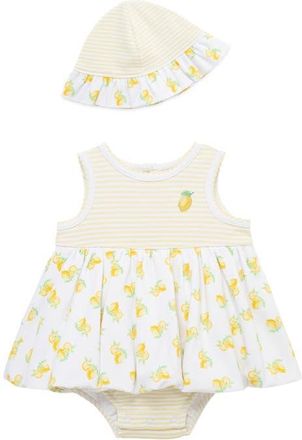 Little Me Lemon Skirted Bodysuit & Hat Set in Yellow at Nordstrom, Size 12M