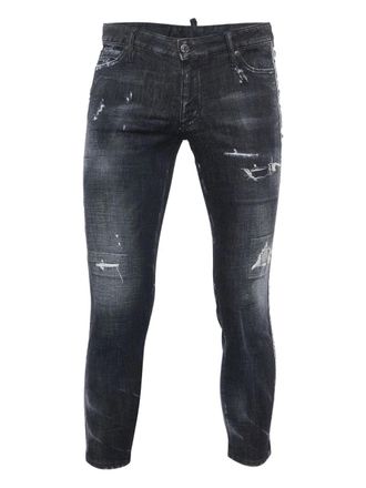 Dsquared2 Pre-owned distressed side-stripe jeans - Black