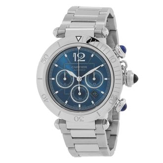 Cartier Pre-owned Cartier Pasha Chronograph Blue Dial Mens Watch WSPA0039