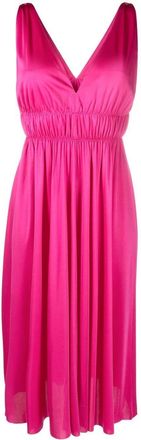 P.A.R.O.S.H. V-neck midi dress - women - Acetate/Polyester - M - Pink