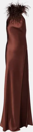 New Arrivals Abito lungo Jazzy in raso con piume