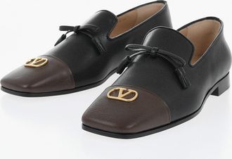 Valentino GARAVANI Leather Loafers With Gold Monogram And Square Toe Valentino