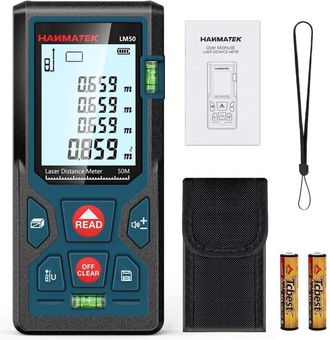 OEM Tel&eacute;metro L&aacute;ser Digital Lm50 De 50 M, Medici&oacute;n De Longitud/&aacute;rea/volumen/teorema De Pit&aacute;goras Con Retroiluminaci&oacute;n Lcd, Ip54 (50 M)