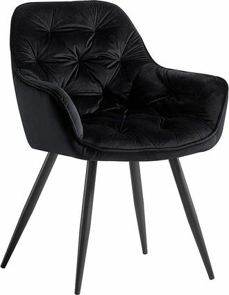 Ainpecca Ainpecca - 1PCS Dining Chairs Velvet Padded Seat Metal Legs Kitchen Chair Home Office (Black,1PCS)