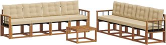 vidaXL Conjunto De Sof&aacute;s De Exterior 9 Uds. Natural Y Beige Vidaxl