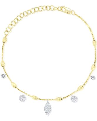 Meira T 14K Diamond Barrel Chain Leaf Bracelet