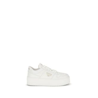 Prada White Calf Leather Bos Taurus Platform Womens Sneakers
