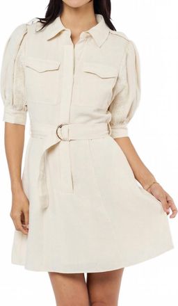 Ciebon Laia Lace Applique Mini Shirtdress In Cream