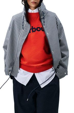 Barbour Bronwyn Showerproof Water Resistant Gingham Jacket in Navy Gingham at Nordstrom, Size 14 Us