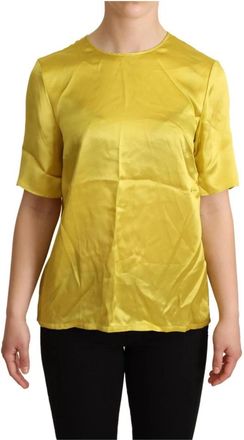 Dolce & Gabbana Elegante Zijden Blouse - Geel - Dames - Blouses - Geel - XS - Overhemden