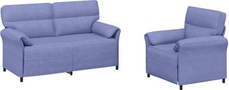 vidaXL Juego De Sof&aacute; 2 Uds. Azul Jeans Tela Vidaxl