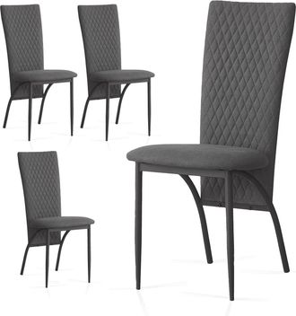 Matteo Grey Suede Fabric Dining Chairs with Matte Metal Legs for Kitchen and Living Room 4Pcs