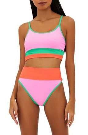 Beach Riot Eva Colorblock Bikini Top in Coral Beach Colorblock at Nordstrom Rack, Size Small