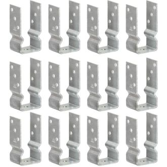 vidaXL Anclajes De Valla 12 Uds Acero Galvanizado Plateado 7x6x15 Cm Vidaxl