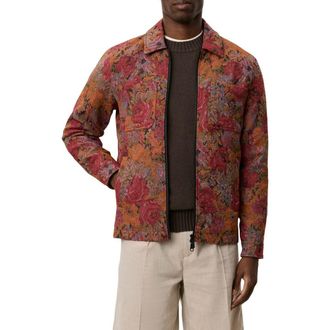 Les Deux Marseille Floral Jacquard Jacket in Red Dahlia at Nordstrom, Size Xx-Large