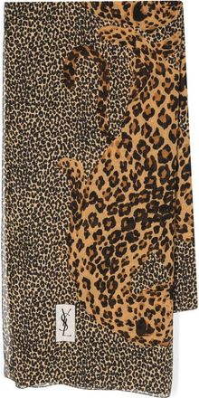 Saint Laurent 1980s leopard-print silk scarf - women - Silk - One Size - Brown