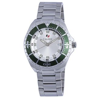 Calibre Mens Sea Knight Swiss Made Movement Watch Silver Stainless Steel Strap White Dial - One Size