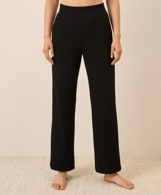 Pact Dream Rib Wide Leg Lounge Pant in Black at Nordstrom, Size Xx-Large