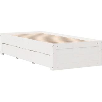 vidaXL Cama Sin Colch&oacute;n Con Cajones Madera De Pino Blanco 75x190 Cm Vidaxl