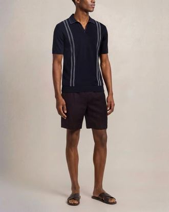Orlebar Brown Horton Tailored Fit Silk Cotton Polo Shirt in Night Iris/white Sand at Nordstrom, Size Xxx-Large