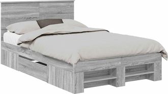 vidaXL Estructura De Cama Con Cabecera Gris Sonoma 137 X 203 Cm Vidaxl