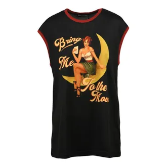 Dolce & Gabbana Tops, Dames, Zwart, L, Katoen, Mouwloze Tops