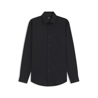 BOSS Slim-fit cotton shirt with mini monogram jacquard