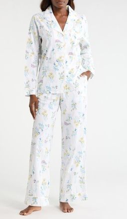 Nordstrom Classic Cotton Pajamas in Ivory- Blue Botanical Stems at Nordstrom, Size X-Small