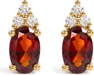 House of Brilliance 10K Yellow Gold Birthstone and Diamond Trio Stud Earrings