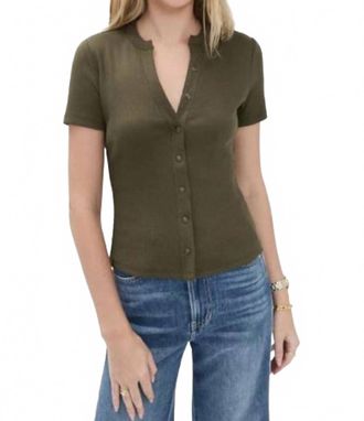 Veronica Beard Dilia Button Down Tee In Cypress