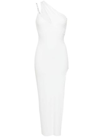 Nissa one-shoulder crepe gown - White