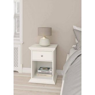 Dmora Dmora - Mesa De Noche Mimi, C&oacute;moda Baja, Mesilla De Noche, Estante De La Cama, 48x43 H63 Cm, Blanco