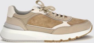 Brunello Cucinelli Sneakers basse bicolore in pelle e suede con suola dentellata