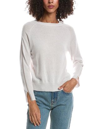 Brodie Glitz Split Cuff Crewneck Cashmere Sweater