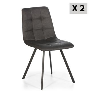 HOMN Set de 2 sillas comedor tapizadas en tela gris oscuro