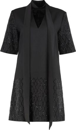 Pinko Lipogramma Jurk - Dames - Feestkleedjes - Zwart - M - Polyester - Kleedjes
