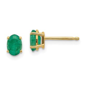 Diamond2Deal 14k Yellow Gold Yellow Gold Emerald Stud Earrings