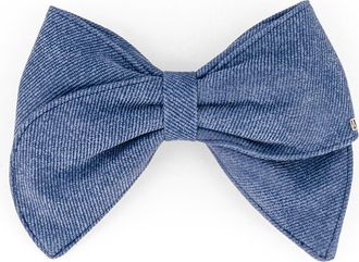 Alexandre de Paris Denim leather bow barette in Blue at Nordstrom