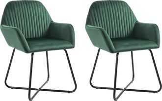 vidaXL Sillas De Comedor 2 Unidades Terciopelo Verde Vidaxl