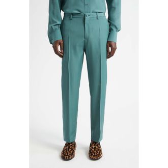Dolce & Gabbana Cavallo Flat Front Wool Slim Pants in Verde 3 at Nordstrom, Size 30 Us
