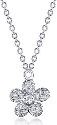 Lafonn Simulated Diamond Mini Pav&eacute; Flower Necklace in Silver at Nordstrom Rack, Size 20