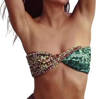 Free People Donna Convertible Bandeau Bikini Top In Soft Kelly