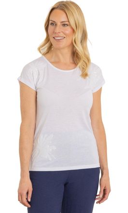 Klass Sequinned Short Sleeve Jersey Top - White - L