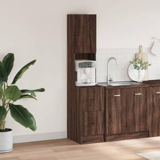 Berkfield Home Kitchen Cabinet Brown Oak 35x50x180 cm Engineered Wood | Size: 35 x 50 x 180 cm