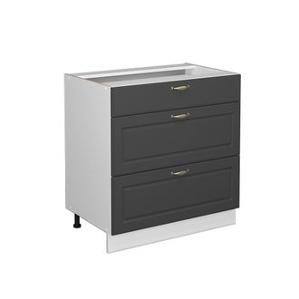 Vicco Armario De Ba&ntilde;o Fame-line, Antracita-oro, 80 X 81.6 Cm Con 3 Cajones, Sin Encimera Vicco