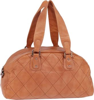 Chanel Cloudy Bundle Bowler Bag Quilted Lambskin Brown Leather Bag (Pre-Owned)