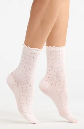 Casa Clara Love Margot Pointelle Crew Socks in Pink at Nordstrom