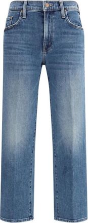 Mother Mid Rise Rambler Zip Ankle Fray Jeans - Dames - Jeans - Blauw - Maat: W25 Katoen