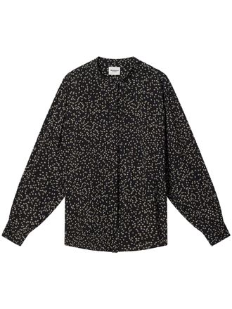 Isabel Marant Black Blouse with Scattered Square Dot Pattern